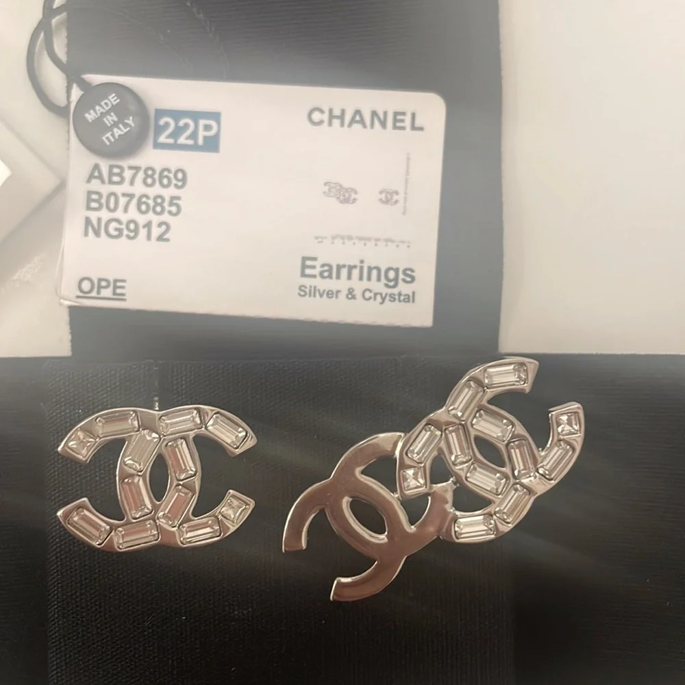 Chanel CC earings metal and strass with collateral costume 22P
